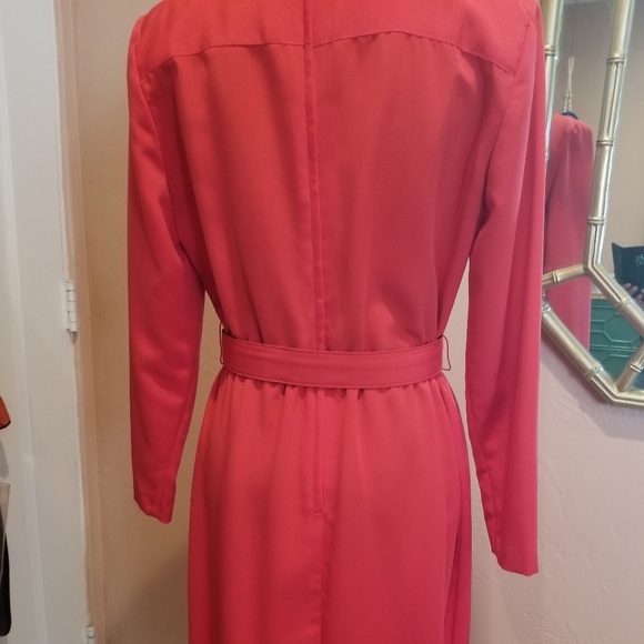 Vintage Bright Red 80s Dress - Picture 3 of 9